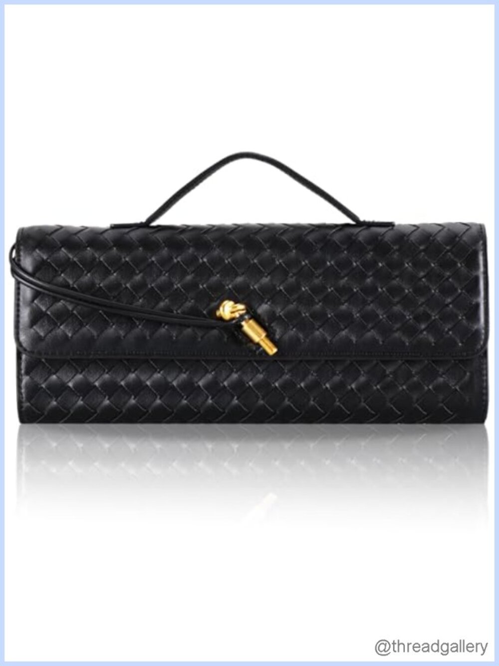 EGCUQ PU Leather Woven Evening Clutch with Adjustable Strap